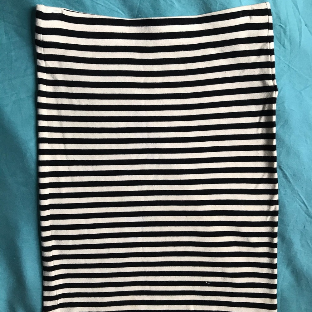 Madewell Black and White Striped Pencil Skirt